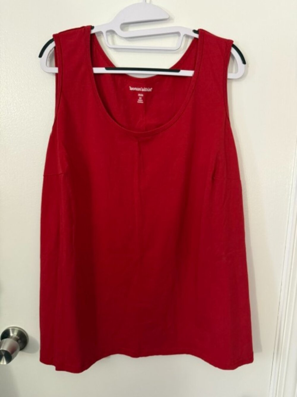 Woman Within Red Tank Top Scoop Neck Plus Size 2X 26/28 100% Cotton